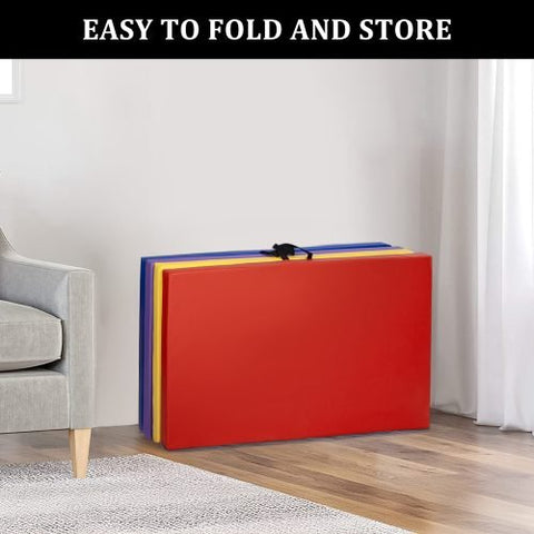 Foldable 4x8 Ft Yoga Mat in Multi-Color

Tri-Fold Thick Exercise Mat for Home Gym

Durable EPE Foam Fitness Mat

Water-Resistant Workout Mat with Handle

Home Use Folding Gymnastics Mat

Child practicing on colorful foam mat

Folded yoga mat stored neatly

Multi-use mat in home workout setup