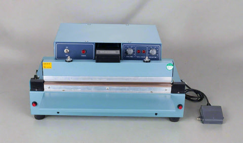 Foot pedal semi-automatic bag sealing machine side view
TianyuYoudo bag sealer with 32cm sealing width
High-speed heat sealer machine for packaging
Blue tabletop foot pedal bag sealing machine
FKR450 bag sealer for food storage and industrial use