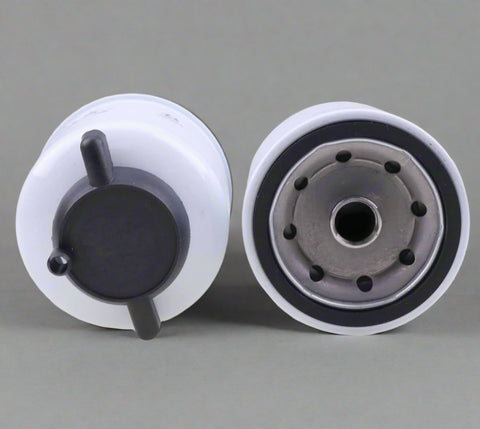 Bobcat fuel filter replacement – side view
Top and bottom view of Bobcat 6667352 fuel filter
Bobcat fuel filter installed – close-up view of OEM replacement