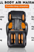 Black heated full-body massage chair with airbags and USB port
Close-up of foot rollers on EC55 massage chair
Airbag placement on full-body massage recliner
Side view of EC55 massage chair in living room