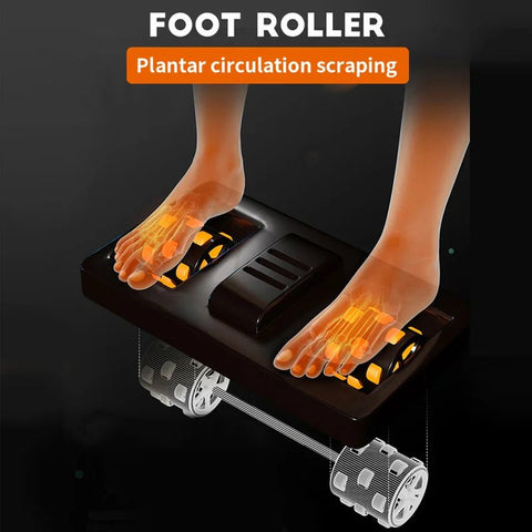 Black heated full-body massage chair with airbags and USB port
Close-up of foot rollers on EC55 massage chair
Airbag placement on full-body massage recliner
Side view of EC55 massage chair in living room