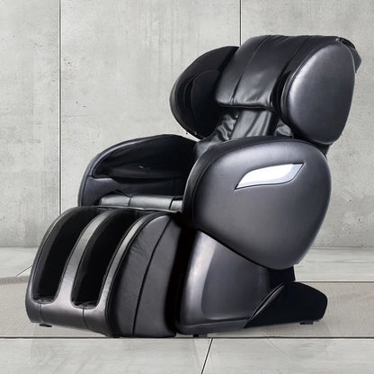 Black heated full-body massage chair with airbags and USB port
Close-up of foot rollers on EC55 massage chair
Airbag placement on full-body massage recliner
Side view of EC55 massage chair in living room