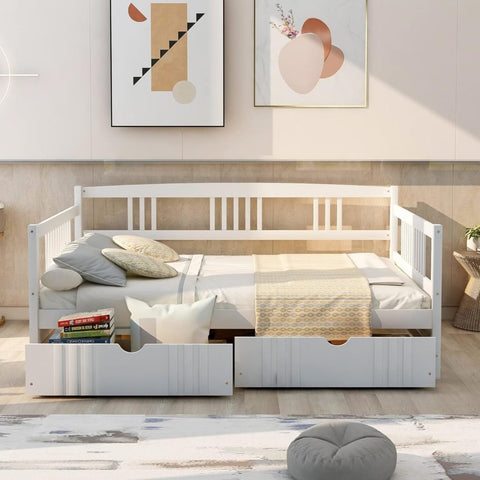 New Full Size Wooden Daybed with 2 Storage Drawers – Modern Solid Wood Bed Frame for Bedroom or Guest Room B0CQT5XXMF - with | Sold by Uncle Wiener's Wholesale