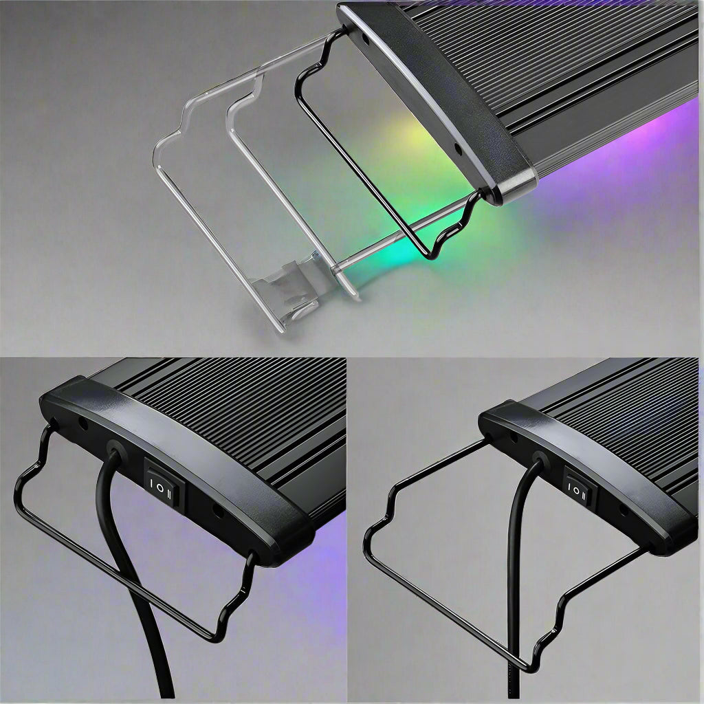Full spectrum RGB LED aquarium light for freshwater tanks
Energy-efficient LED light fixture for fish and plants
Slim LED aquarium light for 24 to 72 inch tanks
Adjustable RGB aquarium lighting with mounting brackets