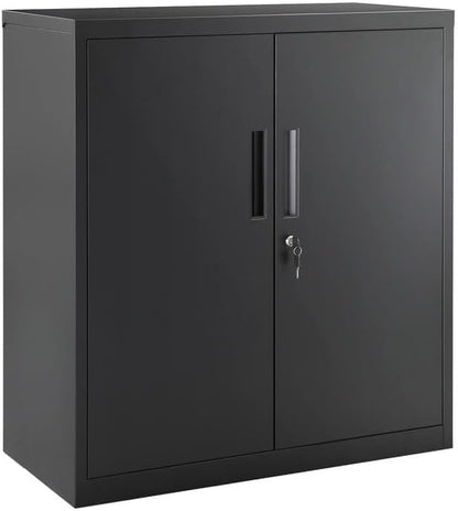 Heavy-Duty Metal Garage Cabinet with Lockable Doors Front View

Steel Garage Storage Cabinet Adjustable Shelves OMC013B01

Lockable Storage Cabinet for Workshop or Office

Industrial Garage Storage Cabinet with Powder-Coated Finish