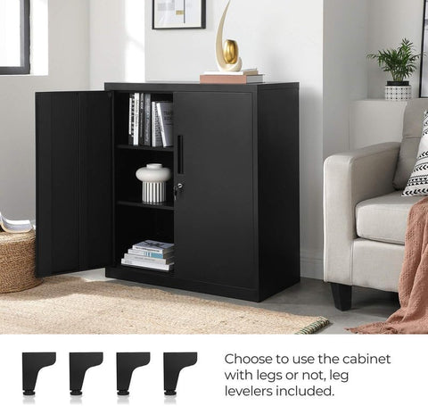 Heavy-Duty Metal Garage Cabinet with Lockable Doors Front View

Steel Garage Storage Cabinet Adjustable Shelves OMC013B01

Lockable Storage Cabinet for Workshop or Office

Industrial Garage Storage Cabinet with Powder-Coated Finish