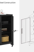 Heavy-Duty Metal Garage Cabinet with Lockable Doors Front View

Steel Garage Storage Cabinet Adjustable Shelves OMC013B01

Lockable Storage Cabinet for Workshop or Office

Industrial Garage Storage Cabinet with Powder-Coated Finish