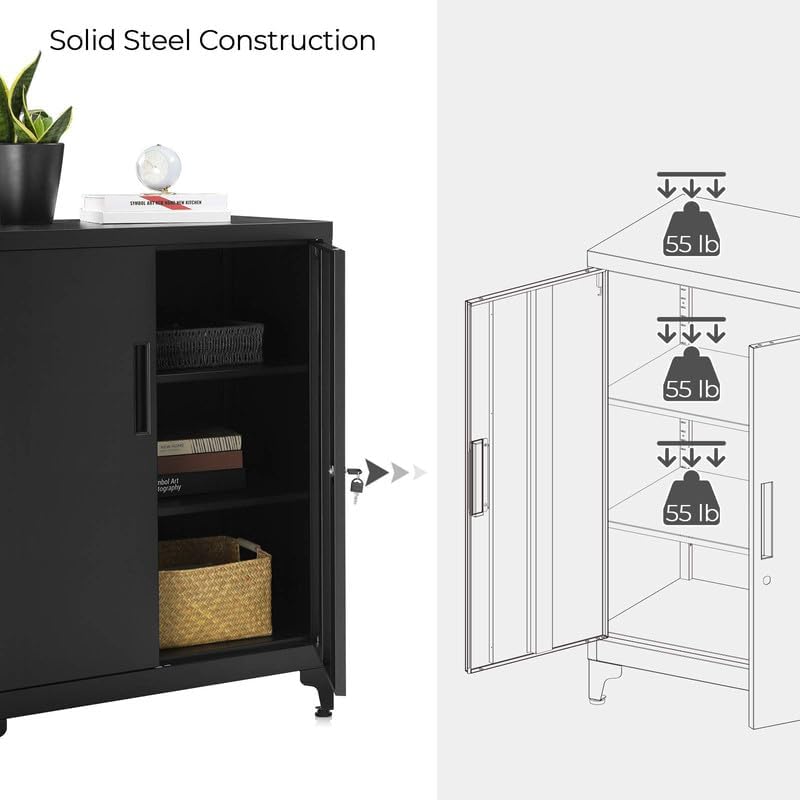 Heavy-Duty Metal Garage Cabinet with Lockable Doors Front View

Steel Garage Storage Cabinet Adjustable Shelves OMC013B01

Lockable Storage Cabinet for Workshop or Office

Industrial Garage Storage Cabinet with Powder-Coated Finish