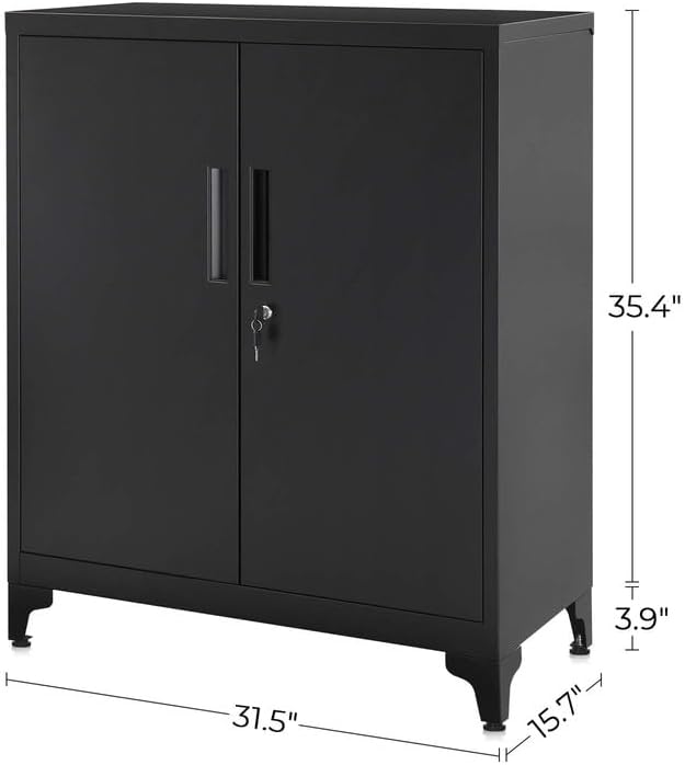Heavy-Duty Metal Garage Cabinet with Lockable Doors Front View

Steel Garage Storage Cabinet Adjustable Shelves OMC013B01

Lockable Storage Cabinet for Workshop or Office

Industrial Garage Storage Cabinet with Powder-Coated Finish