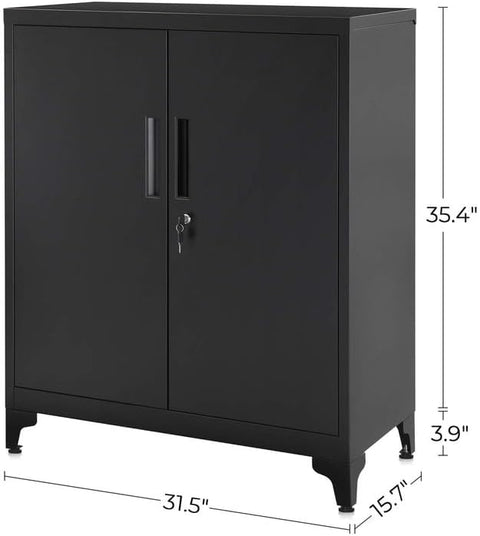 Heavy-Duty Metal Garage Cabinet with Lockable Doors Front View

Steel Garage Storage Cabinet Adjustable Shelves OMC013B01

Lockable Storage Cabinet for Workshop or Office

Industrial Garage Storage Cabinet with Powder-Coated Finish
