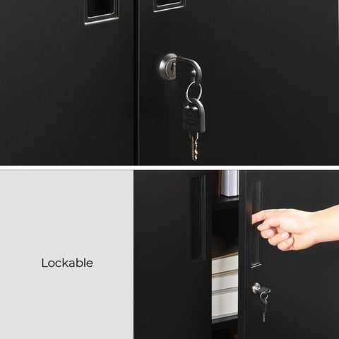 Heavy-Duty Metal Garage Cabinet with Lockable Doors Front View

Steel Garage Storage Cabinet Adjustable Shelves OMC013B01

Lockable Storage Cabinet for Workshop or Office

Industrial Garage Storage Cabinet with Powder-Coated Finish