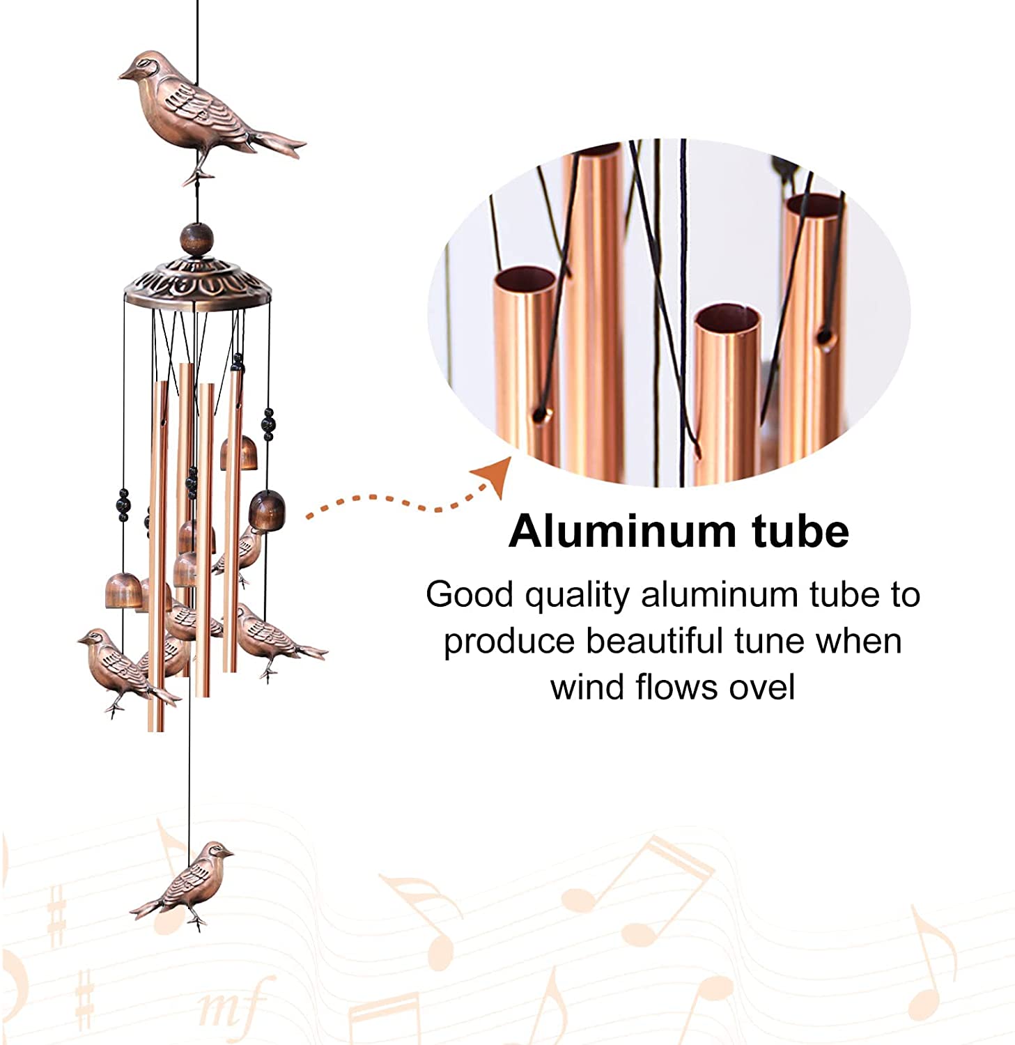 NEW Garden Bird Metal Wind Chime S3121 – Handcrafted Copper & Aluminum Chime - with | Sold by Uncle Wiener's Wholesale