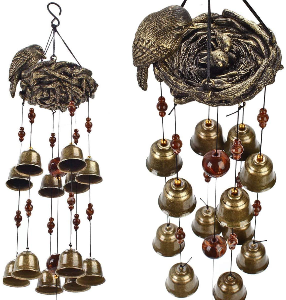 NEW Garden Birds Nest Wind Chime 12 Wind Bells S3120 – Soothing Copper Alloy Chime - with | Sold by Uncle Wiener's Wholesale