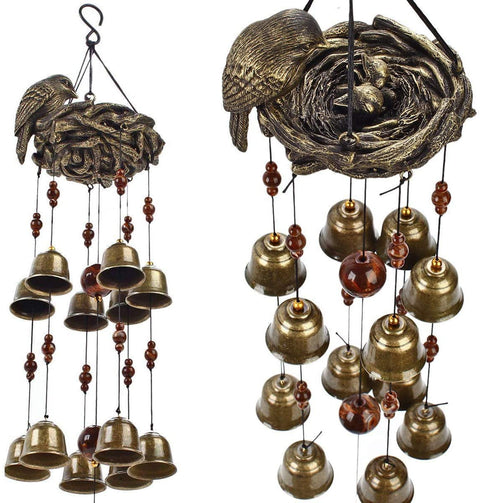 NEW Garden Birds Nest Wind Chime 12 Wind Bells S3120 – Soothing Copper Alloy Chime - with | Sold by Uncle Wiener's Wholesale