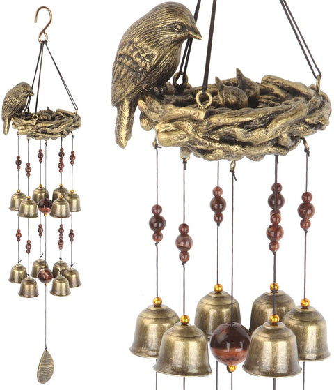 NEW Garden Birds Nest Wind Chime 12 Wind Bells S3120 – Soothing Copper Alloy Chime - with | Sold by Uncle Wiener's Wholesale