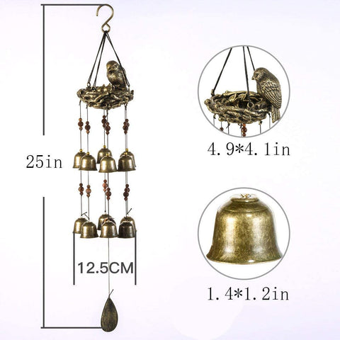 NEW Garden Birds Nest Wind Chime 12 Wind Bells S3120 – Soothing Copper Alloy Chime - with | Sold by Uncle Wiener's Wholesale