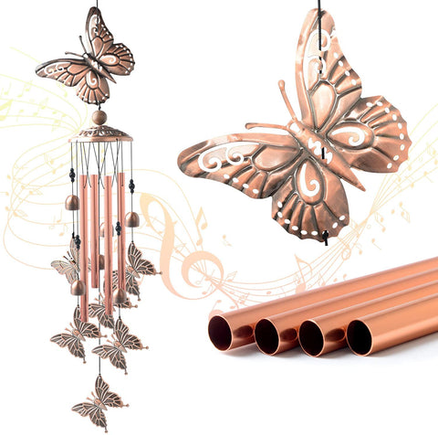NEW Garden Butterfly Metal Wind Chimes ��� Handcrafted Aluminum Tub" (S3122) - with | Sold by Uncle Wiener's Wholesale