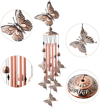 NEW Garden Butterfly Metal Wind Chimes ��� Handcrafted Aluminum Tub" (S3122) - with | Sold by Uncle Wiener's Wholesale
