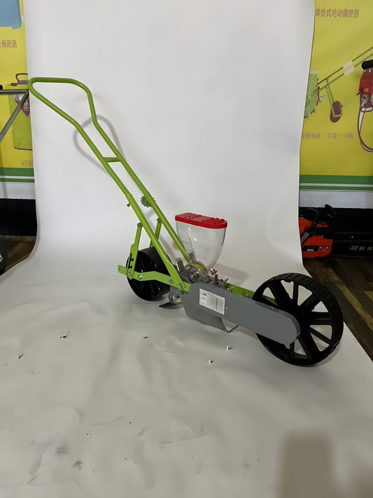 Garden Seeder Planter Front View
Manual Seeder in Vegetable Bed
Top View of VS01R Seeder Unit
Product Label and Seed Plate Display