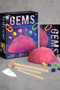 Gemstone Dig Kit for Kids – STEM Activity with Tools, Clay Block, and Bracelet Rope