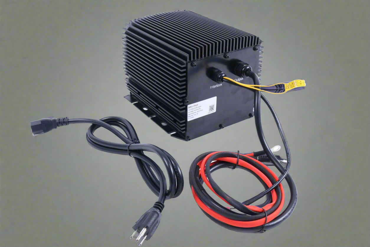 "Genie SkyJack 24V battery charger with power cord"

"Heavy-duty 25AMP charger for JLG and scissor lifts"

"Close-up of 24V industrial battery charger unit"