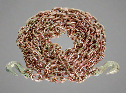 GRADE 70 TRANSPORT CHAIN WITH HOOKS – 20 FT | 5/16″, 3/8″, 1/2″ & 5/8″ OPTIONS - with SINGLE 5/16 CHAIN | Sold by Uncle Wiener's Wholesale