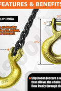 New Grade 80 Tow & Recovery Chain with Grab Hook – 5/16″ x 14FT, 3/8″ x 15FT, 1/2″ x 15FT Options - with 5/16″ x 14 ft: WLL Capacity 4444 lbs | Sold by Uncle Wiener's Wholesale