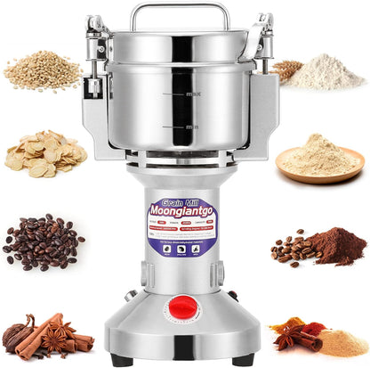 "700g electric stainless steel grain grinder with safety lid"

"High-speed commercial spice mill with overload protection"

"Herb and grain electric grinder for kitchen and lab use"