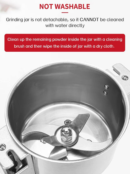 "700g electric stainless steel grain grinder with safety lid"

"High-speed commercial spice mill with overload protection"

"Herb and grain electric grinder for kitchen and lab use"