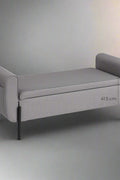 "Modern gray storage ottoman bench with lift-top compartment and padded seat – bedroom or entryway furniture"