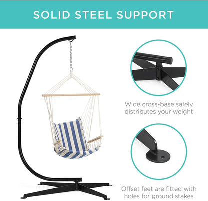 C-style hammock chair stand with swing seat
Heavy-duty steel hammock stand for porch or patio
Indoor and outdoor C hammock chair frame with wide base
Steel swing stand with 4-leg support and 360° rotation