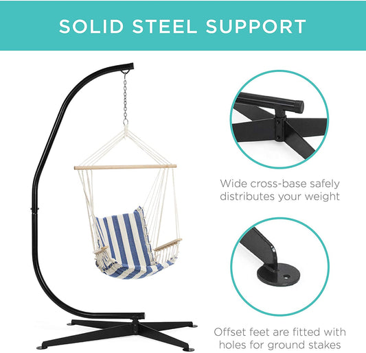 C-style hammock chair stand with swing seat
Heavy-duty steel hammock stand for porch or patio
Indoor and outdoor C hammock chair frame with wide base
Steel swing stand with 4-leg support and 360° rotation