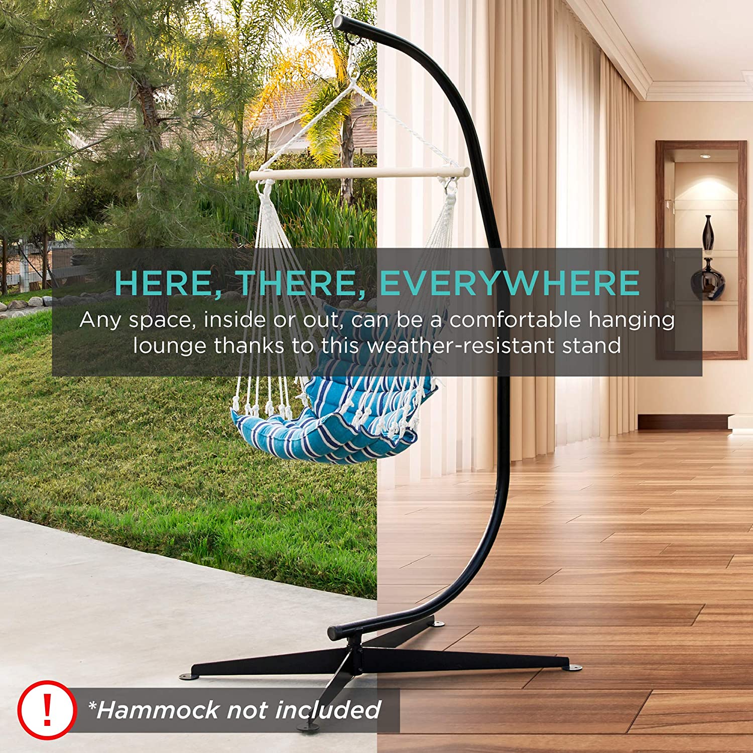 C-style hammock chair stand with swing seat
Heavy-duty steel hammock stand for porch or patio
Indoor and outdoor C hammock chair frame with wide base
Steel swing stand with 4-leg support and 360° rotation