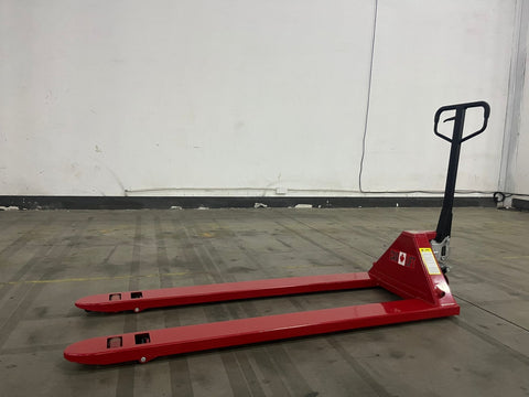 New Hand Pallet Jacks – 4400 to 5500 lbs Capacity | Low Profile, Narrow, Standard & Extra - Long Forks - with 5500 lbs Extra - Long Pallet Jack – 72" x 27" 3" Lowered Height | Sold by Uncle Wiener's Wholesale