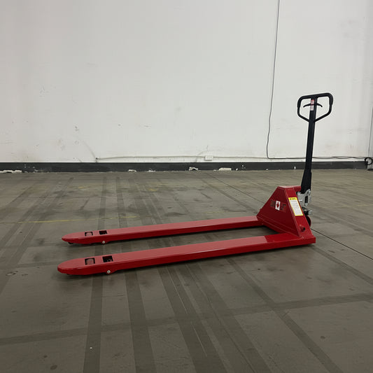 New Hand Pallet Jacks – 4400 to 5500 lbs Capacity | Low Profile, Narrow, Standard & Extra - Long Forks - with 5500 lbs Extra - Long Pallet Jack – 72" x 27" 3" Lowered Height | Sold by Uncle Wiener's Wholesale