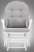 "Hardwood glider rocking chair with smooth motion and matching ottoman – nursery and living room chair set"