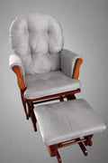 "Hardwood glider rocking chair with smooth motion and matching ottoman – nursery and living room chair set"