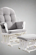 "Hardwood glider rocking chair with smooth motion and matching ottoman – nursery and living room chair set"