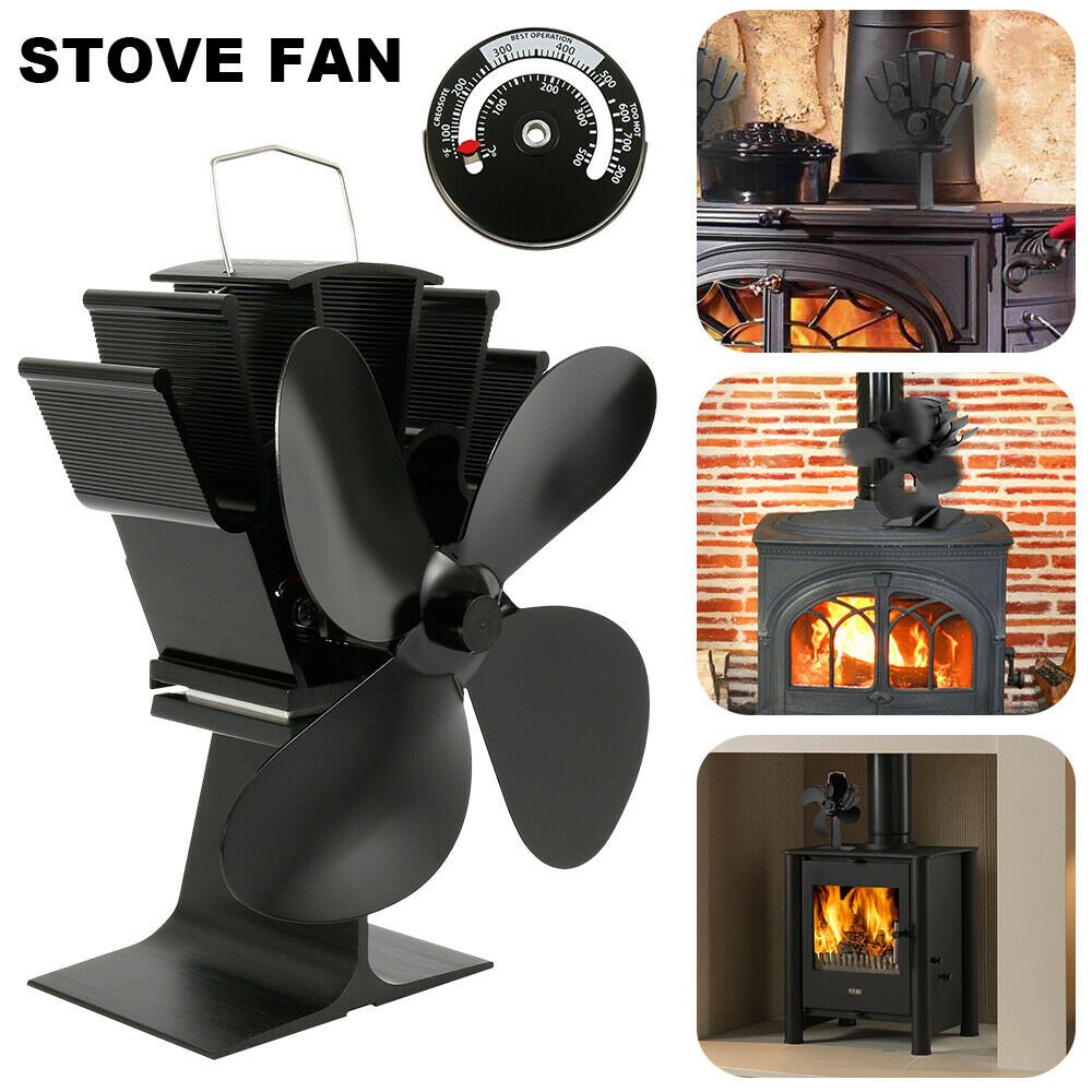New Heat Powered Wood Stove Fan – Silent 4 - Blade Stove Fan for Fireplace & Pellet Furnace – SKU WBF1127 - with | Sold by Uncle Wiener's Wholesale