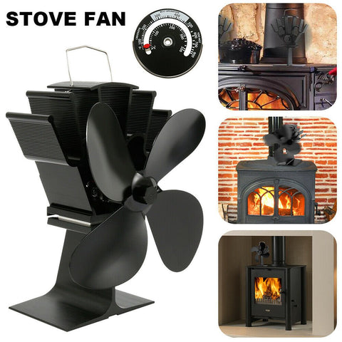 New Heat Powered Wood Stove Fan – Silent 4 - Blade Stove Fan for Fireplace & Pellet Furnace – SKU WBF1127 - with | Sold by Uncle Wiener's Wholesale