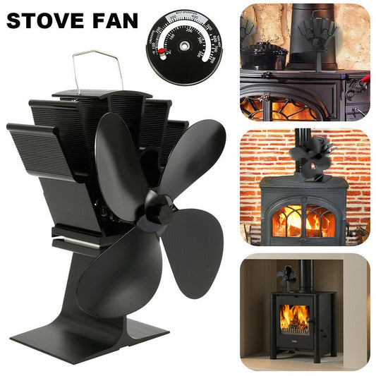 New Heat Powered Wood Stove Fan – Silent 4 - Blade Stove Fan for Fireplace & Pellet Furnace – SKU WBF1127 - with | Sold by Uncle Wiener's Wholesale