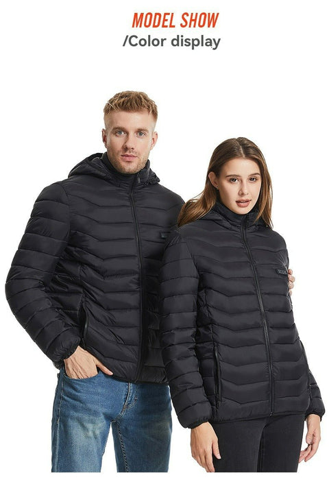 NEW Heated Jacket USB Rechargeable Hooded Coat with 21 Heating Zones Small X - Large - with Small | Sold by Uncle Wiener's Wholesale