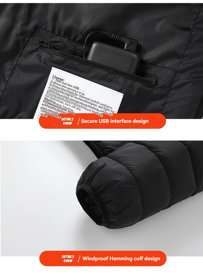 NEW Heated Jacket USB Rechargeable Hooded Coat with 21 Heating Zones Small X - Large - with Small | Sold by Uncle Wiener's Wholesale