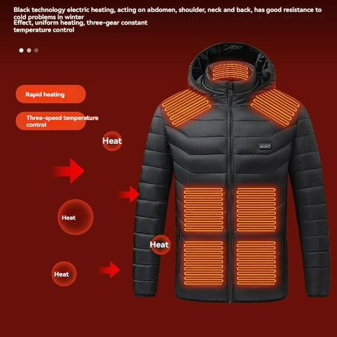 NEW Heated Jacket USB Rechargeable Hooded Coat with 21 Heating Zones Small X - Large - with Small | Sold by Uncle Wiener's Wholesale