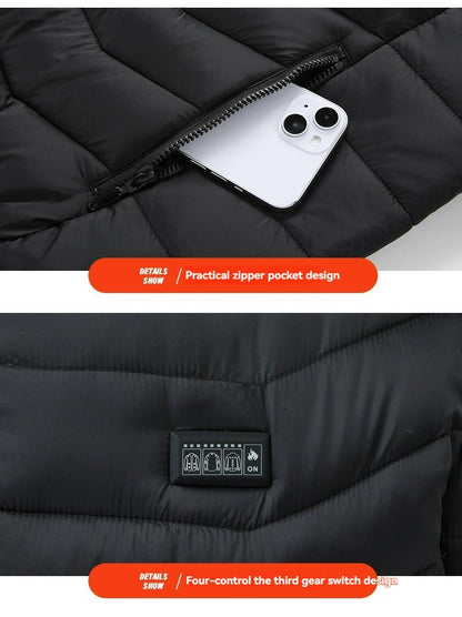 NEW Heated Jacket USB Rechargeable Hooded Coat with 21 Heating Zones Small X - Large - with Small | Sold by Uncle Wiener's Wholesale
