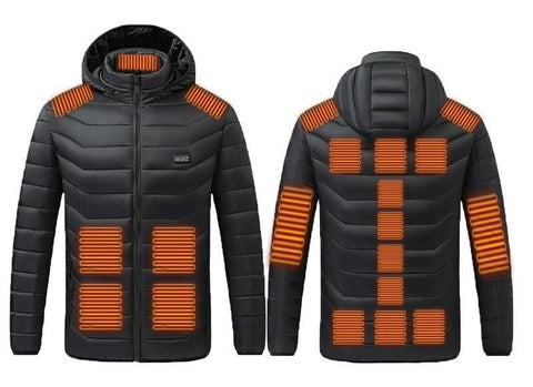 NEW Heated Jacket USB Rechargeable Hooded Coat with 21 Heating Zones Small X - Large - with Small | Sold by Uncle Wiener's Wholesale