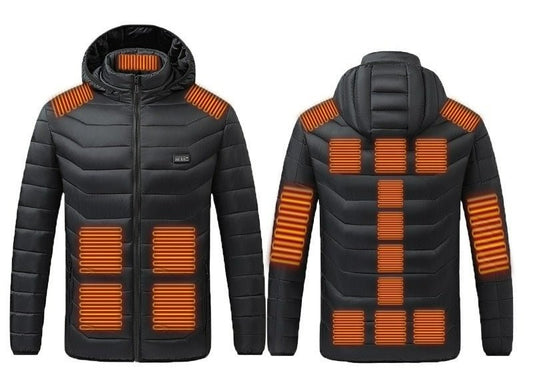 NEW Heated Jacket USB Rechargeable Hooded Coat with 21 Heating Zones Small X - Large - with Small | Sold by Uncle Wiener's Wholesale