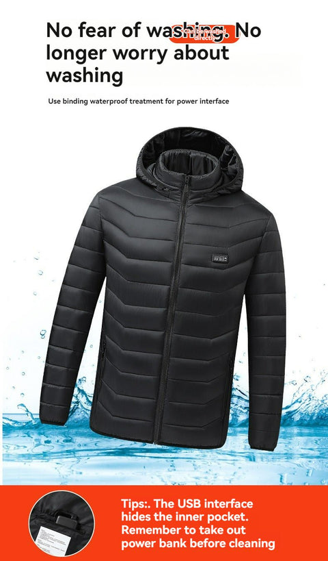 NEW Heated Jacket USB Rechargeable Hooded Coat with 21 Heating Zones Small X - Large - with Small | Sold by Uncle Wiener's Wholesale