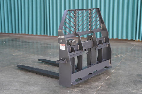 Class 3 skid steer forks and frame attachment rated for 12,000 lb
Heavy-duty 48-inch steel pallet forks with universal frame
Industrial skid steer fork combo for material handling
Rugged Class 3A steel forks on wide frame