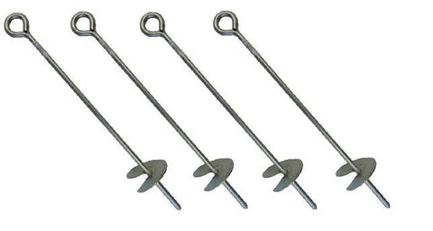 New Heavy Duty 18" Steel Canopy Anchor Stakes with Auger – 4 - Pack – Red Enamel Coated – SKU 1123082 - with 2 Lots (8 units) | Sold by Uncle Wiener's Wholesale